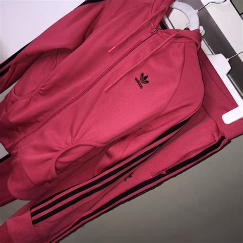 Dark pink Adidas tracksuit only worn a few times so... - Depop