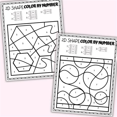 2D Shapes Color By Number Printables