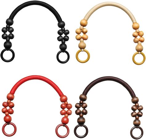 4pcs Wooden Beaded Bag Handles Purse Handles Totebag Straps Replacement 4 Colors