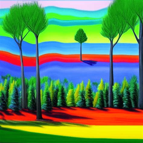 Trees Landscape Tetrachromacy Modern Art Polychromatic Colors Jeff ...