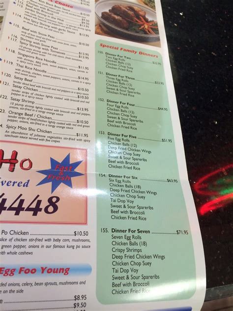 Menu at Ho-Ho-Ho Chinese Food restaurant, Georgina