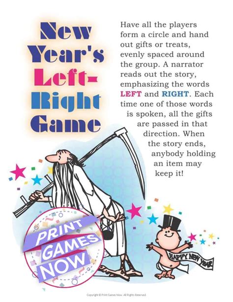 Printable New Year S Eve Left Right Party Game — Print Games Now