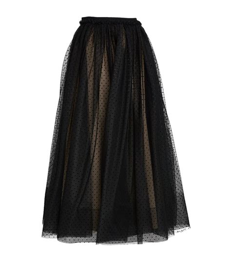 Womens Erdem Black Tulle Polka Dot Midi Skirt Harrods Us