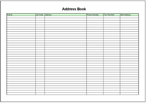 Printable Address Book Template Excel - Free Templates Printable