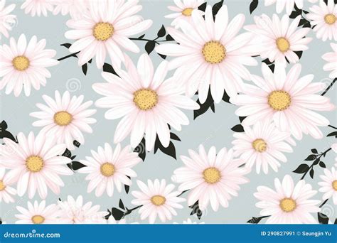 Daisy Flower Vector Seamless Pattern Illusration Floral Background