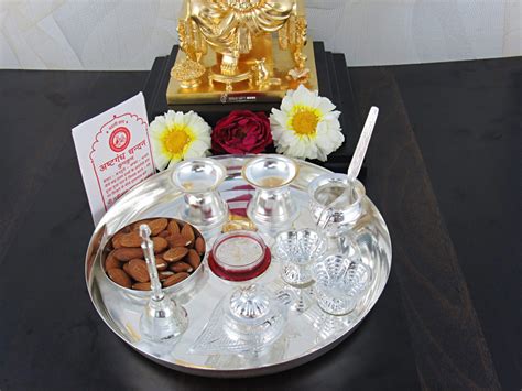 Buy Goldgiftideas Inch Aaradhna Special Silver Plated Pooja Thali Set