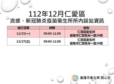 基隆市七堵區衛生所－最新消息－基隆市七區衛生所流感、新冠肺炎疫苗所內設站時間