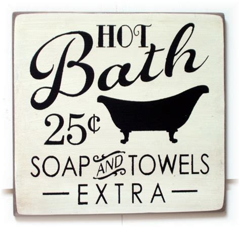 Hot Bath Soap And Towels Extra Wood Sign Typography Etsy Primitive