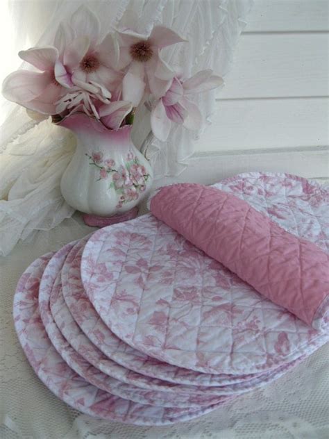 Shabby Chic Placemats Roses Pink Roses by mailordervintage on Etsy