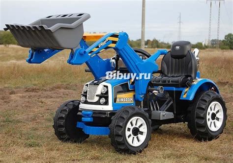 Детский электромобиль трактор на аккумуляторе JS328A-B, синий, с ковшом