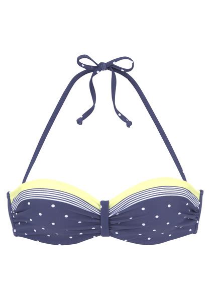 LASCANA Bügel Bandeau Bikini Top Monri blau gelb bedruckt Cup C 34