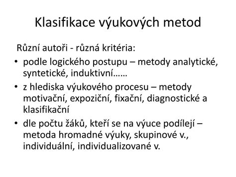 Ppt V Ukov Metody A Jejich Uplatn N Ve V Uce D Jepisu Powerpoint