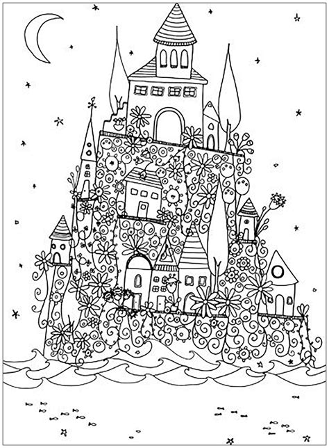 Chateau Imaginaire Architecture Et Habitation Coloriages Difficiles