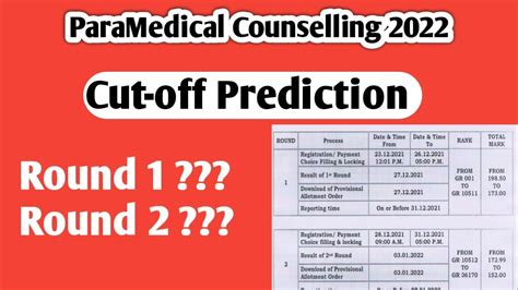 Tn Paramedical Counselling Cut Off Prediction Schedule Details