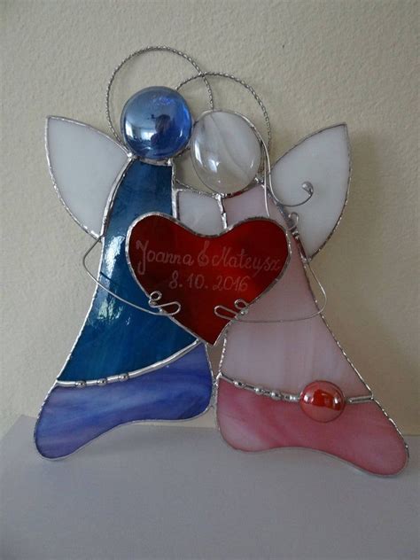 Pair Of Angels Stained Glass Suncatcher Newlyweds Gift Mother S Day