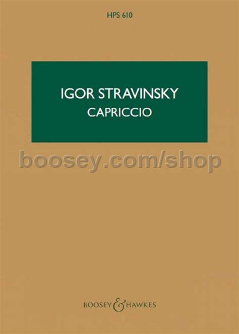 Igor Stravinsky Capriccio For Piano Orchestra Rev 1949 Hawkes