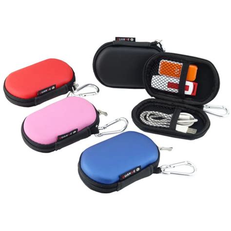 Mini Oval Pouch With Hook Travel Storage Bag For Usb Flash Drive Data