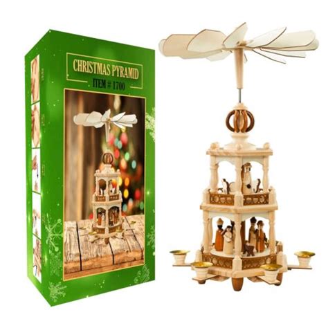 German Style Christmas Pyramid Carousel Nativity Windmill Scene