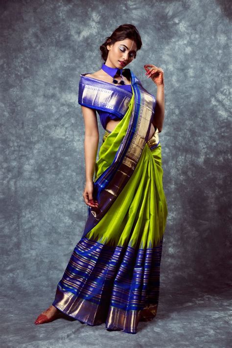 Bluish Green Silk Saree