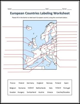 European Countries Labeling Worksheet Geography By TechCheck Lessons