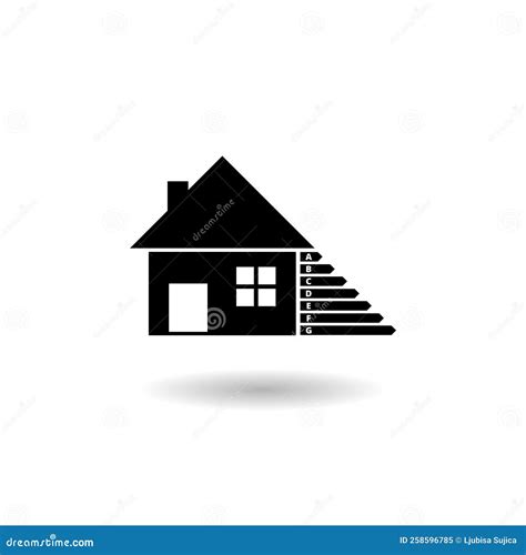 Energy Efficient House Icon Logo with Shadow Stock Vector