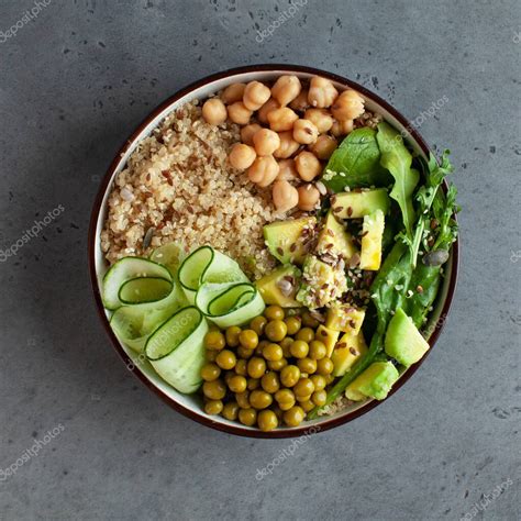 Almuerzo Vegetal Saludable Del Taz N De Buddha Con Quinua Aguacate