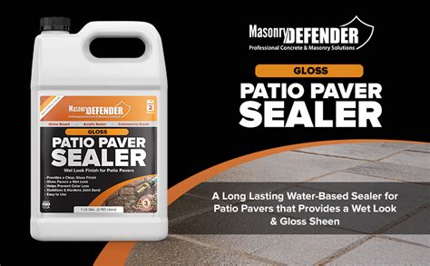 Masonrydefender Gloss Wet Look Patio Paver Sealer Gal Clear Water