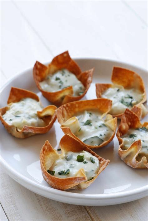 Chef Ani Vegan Spinach Artichoke Dip In Wonton Cups