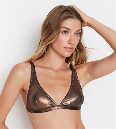 Buy Trendyol Solid Bikini Top In Brown 6thStreet Qatar