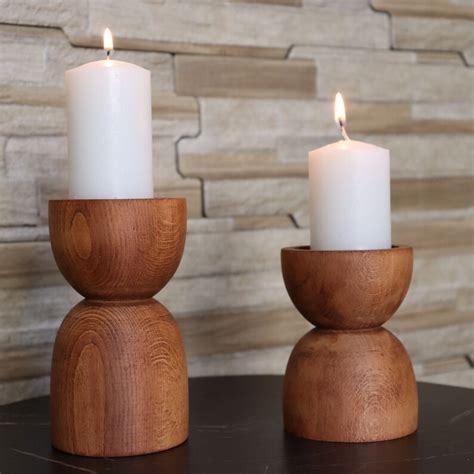 Wooden Candle Holder Sets Modern Candlestick Holder Tea Etsy