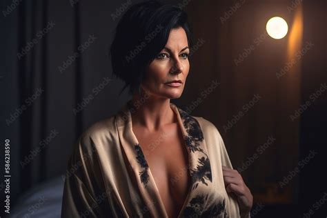 Portrait Of A Mature Seductive Woman Generative Ai Stock Illustration Adobe Stock