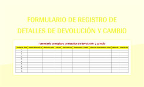 Plantilla de Excel Formulario De Registro De Detalles De Devolución Y