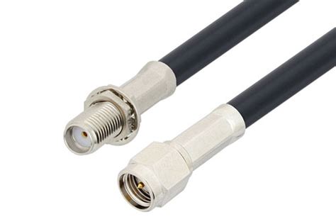 Sma Male To Sma Female Bulkhead Low Loss Cable 36 Inch Length Using Lmr 195 Coax Lf Solder