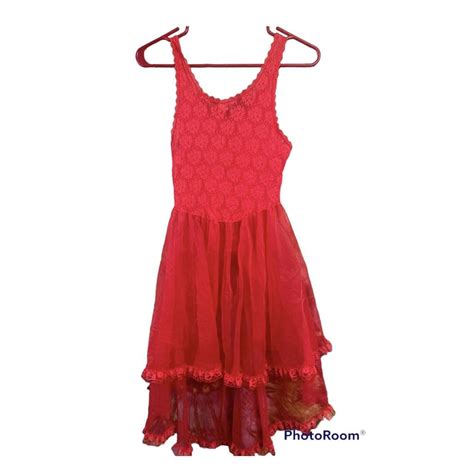 Vintage Red Lingerie Slip Super Fun Depop