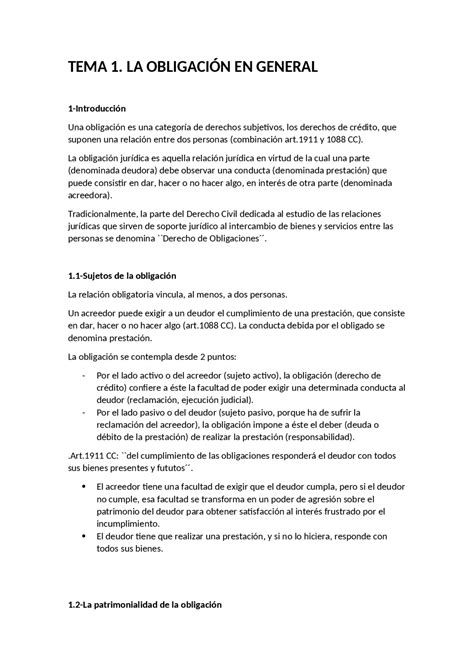 Derecho De Obligaciones Y Contratos Tema 1 Al 12 Docsity