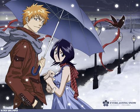 Bleach Kuchiki Rukia Anime Kurosaki Ichigo Umbrella Butterfly