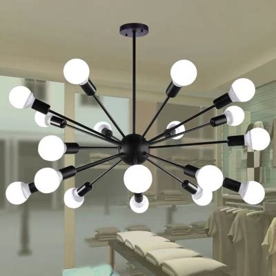 Ceiling Chandelier Industrial Naked Bulb Metal Pendant Light Fixture