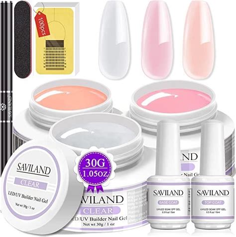 Saviland Builder Nail Gels Kit Colors G Clear Nude Pink Hard Gel For Nails Extension Gel