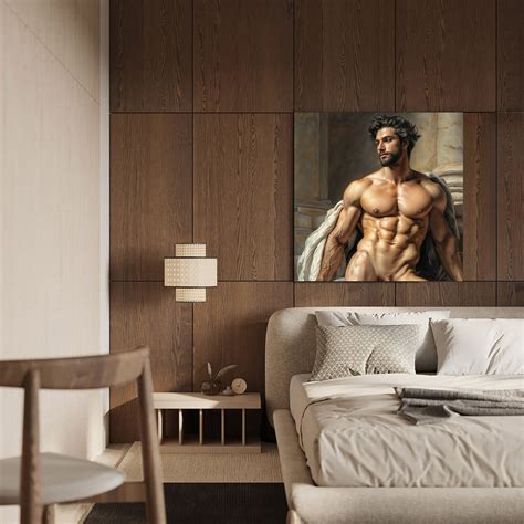 Muscled Male Torso Nude Figure Digital Gay Art Ai Generated Male Erotic Poster Wall Poster