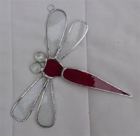 Large Stained Glass Dragonfly Suncatcher Red Folksy