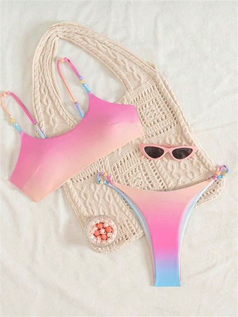 Swim Mod Conjunto De Mai Bikini Sexy Colorido Degrade Roupa De Banho Para F Rias Na Praia No