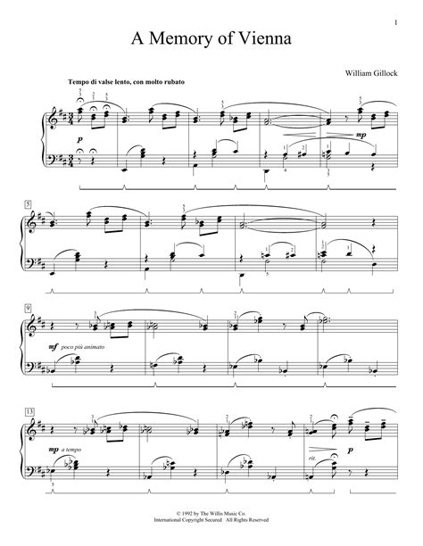 A Memory Of Vienna By William Gillock Sheet Music For Educational Piano