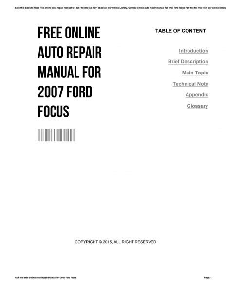 2007 Ford Focus Repair Manual