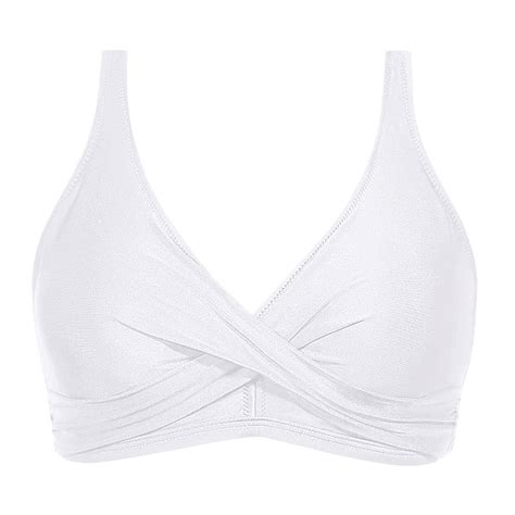 GEWSEY Women Bikini Top 2025 Full Coverage Swimsuit Tops Large Bust Swim Tops No Bottom White