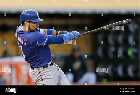 Texas Rangers Robinson Chirinos Swings For A Three Run Home Run Off