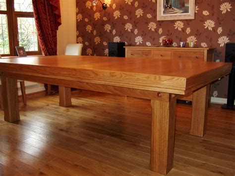 Ft Snooker Dining Table Made Of Oak With Blue Cloth Cover