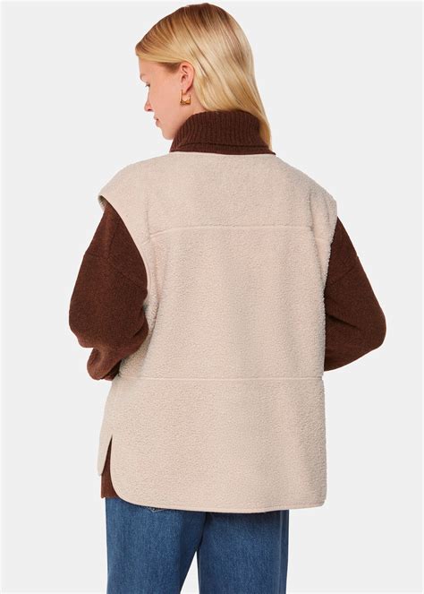 Cream Fleece Zip-Up Gilet with a V-Neck | Whistles