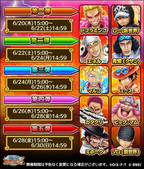 One Piece サウザンドストーム On Twitter ／ 📢 フェススケジュール公開！！ スケジュール＆目玉キャラクターは