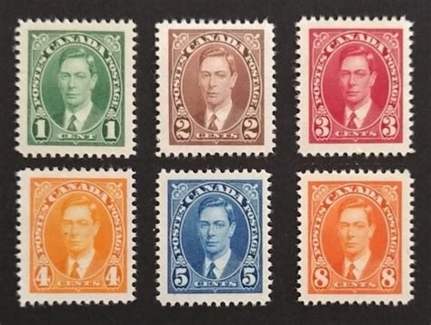 King George Vi Set Of Six Canada Postage Stamps Mint Etsy