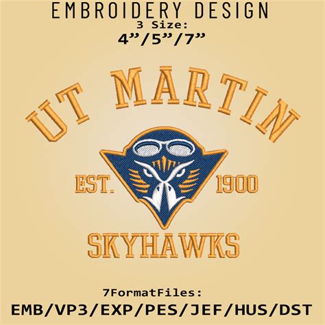 Ut Martin Skyhawks Embroidery Design Ncaa Logo Embroidery F Inspire